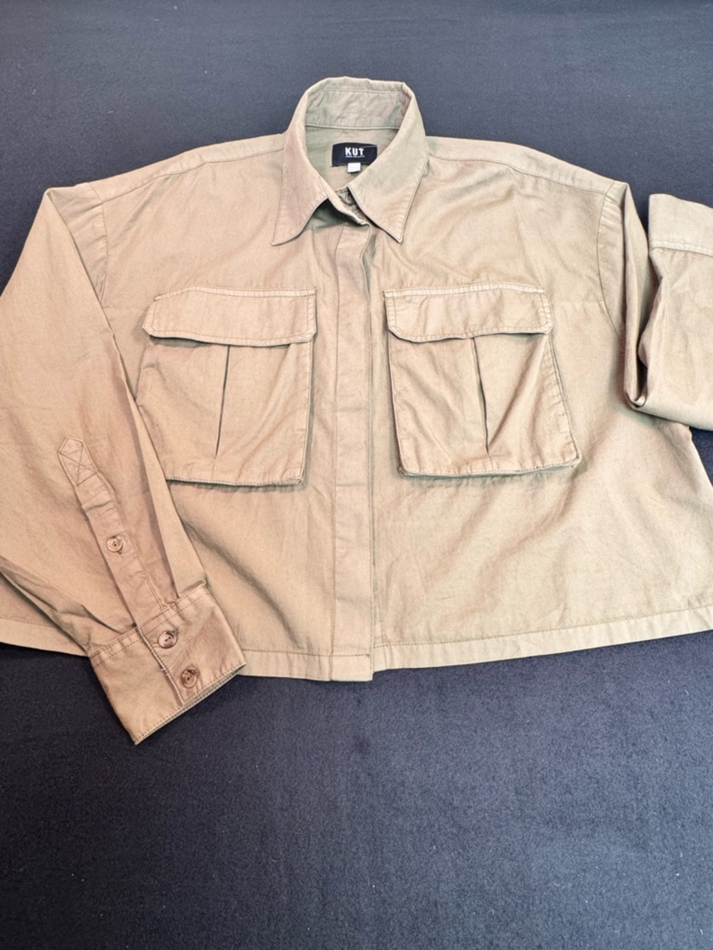 KUT Cropped Utility Jacket in Olive 🫒 green